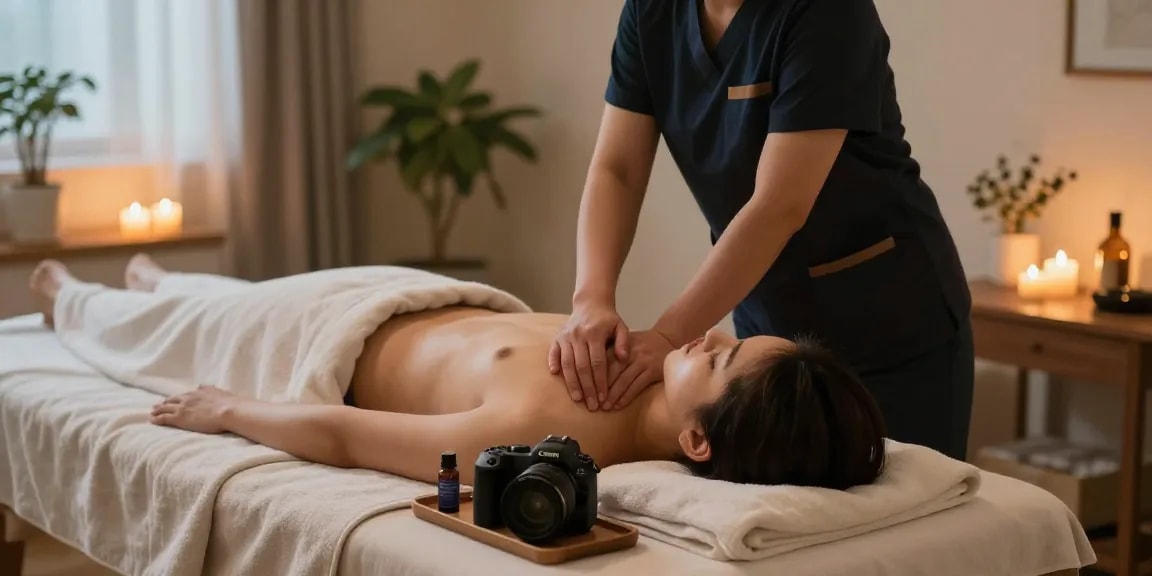 김포출장안마 service with a professional therapist providing a relaxing home massage in a cozy atmosphere.