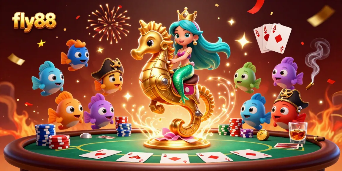 Play engaging slots with the vibrant mermaid princess and her seahorse companion at fly88 casino.