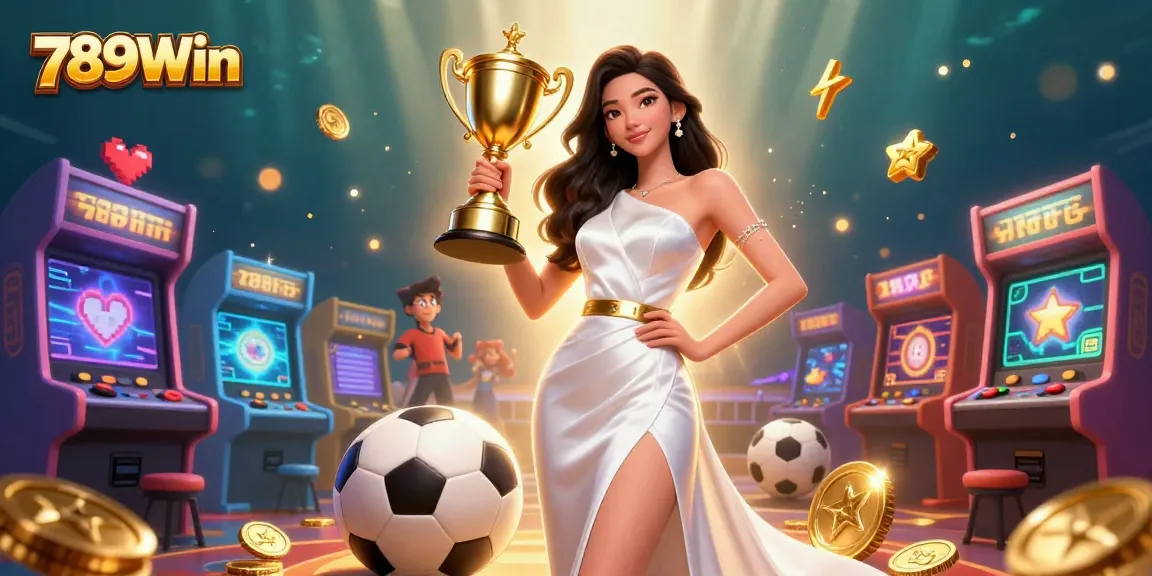 Win big at 789Win with a triumphant casino champion showcasing sports betting elements.