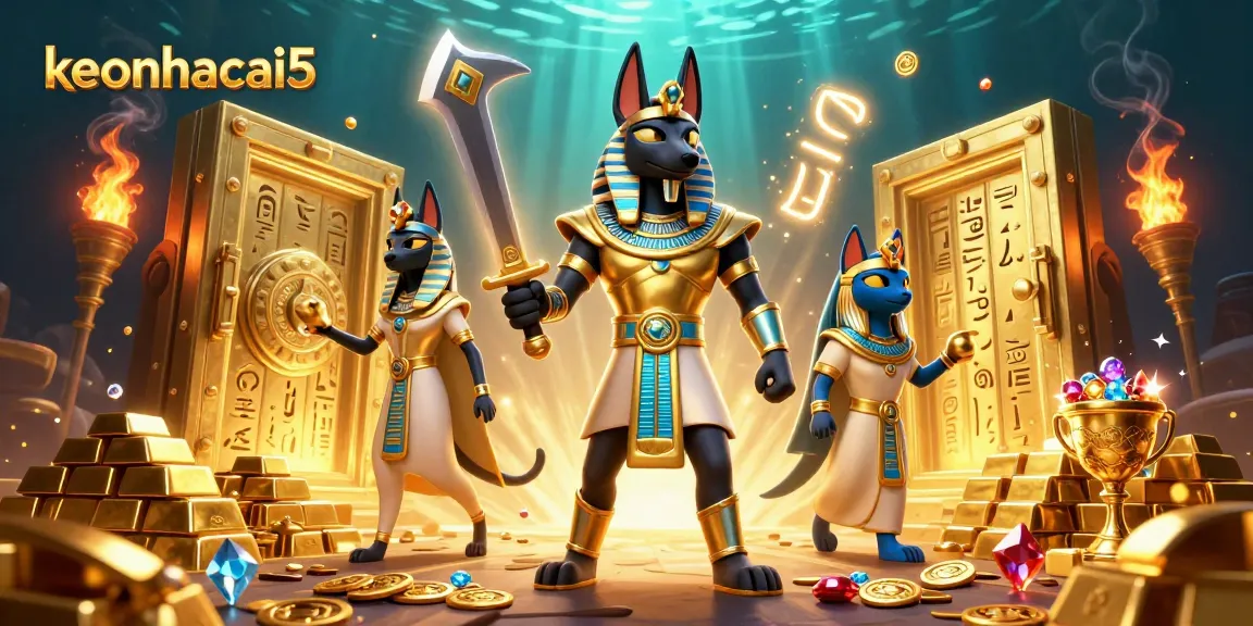 Join the action at keonhacai5 with our vibrant 3D Egyptian-themed casino illustration.