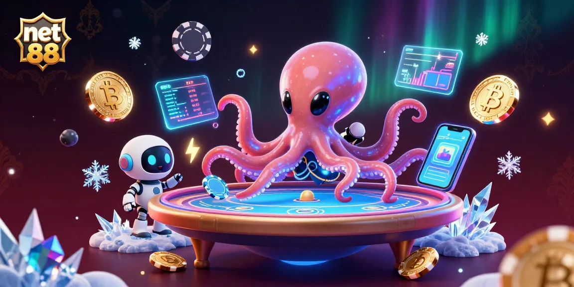 Engage in thrilling poker with net 88 featuring a charismatic alien octopus and lively digital elements.
