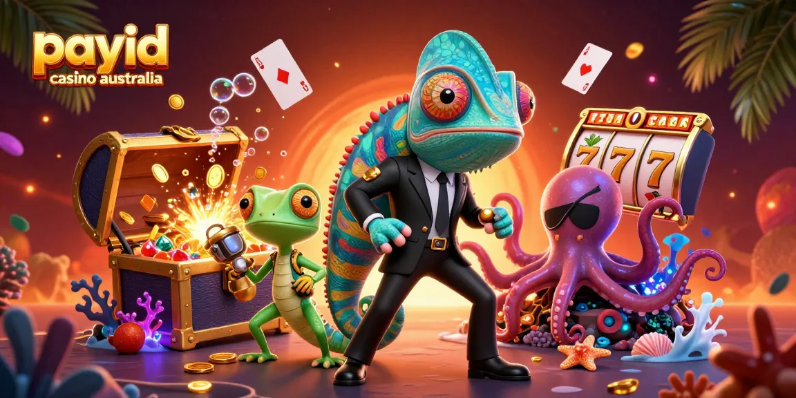 Experience the thrill at payid casino australia with a colorful 3D illustration featuring vibrant characters and casino elements.