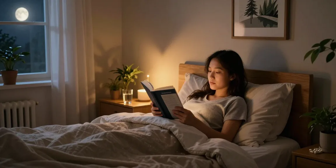 Does magnesium help you sleep? A peaceful bedroom scene illustrating relaxation with reading and magnesium supplements.
