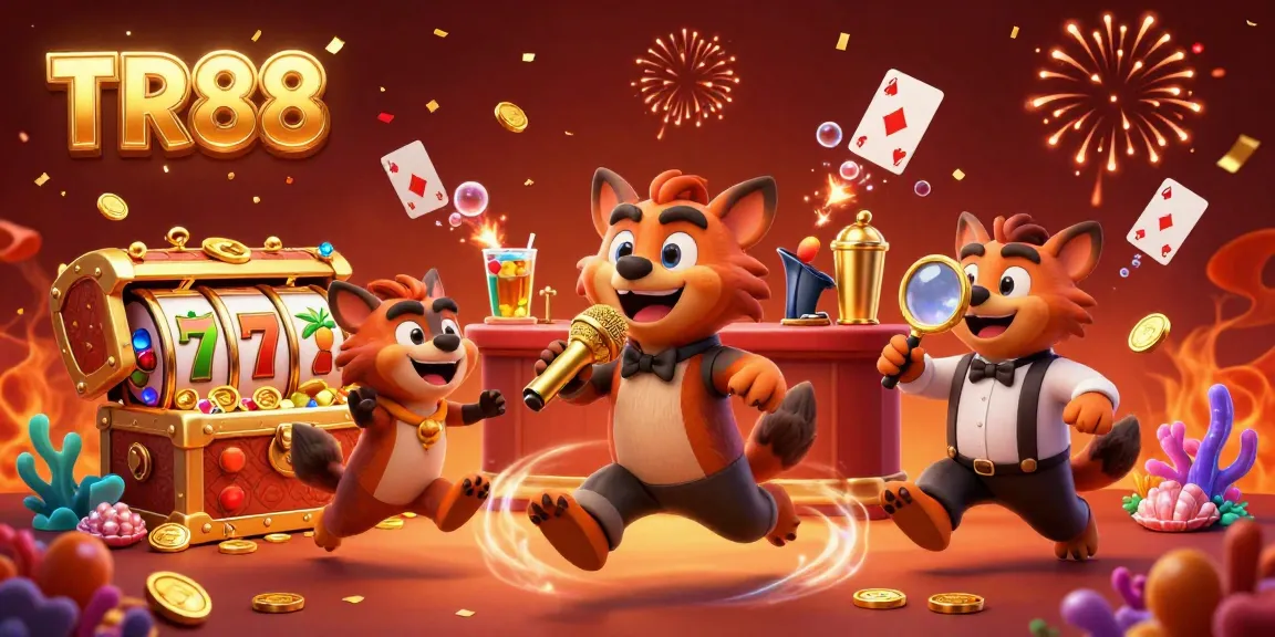 Experience TR88's vibrant casino scene with hyenas entertaining at a comedy club filled with treasures.