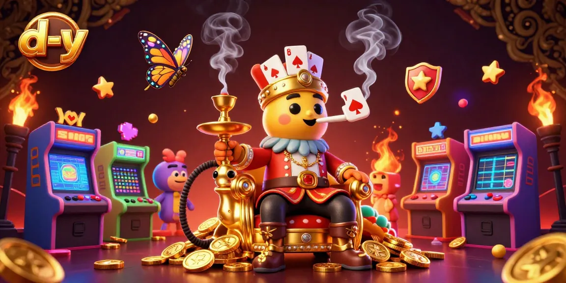 Experience the vibrant world of d-y through a whimsical 3D illustration with engaging casino elements.