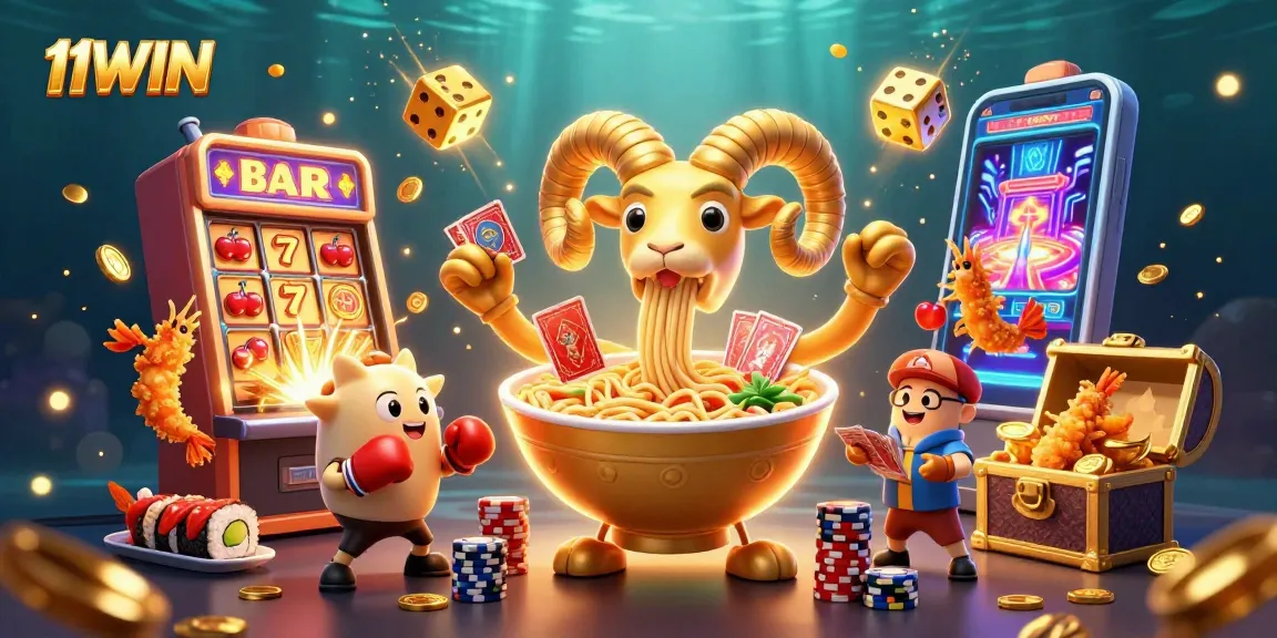 Experience the excitement of 11WIN with a vibrant 3D casino scene featuring fun characters and dynamic elements.