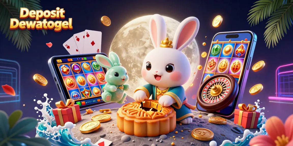 Experience thrilling gameplay with Deposit Dewatogel through a vibrant illustration of a magical moon-themed casino.