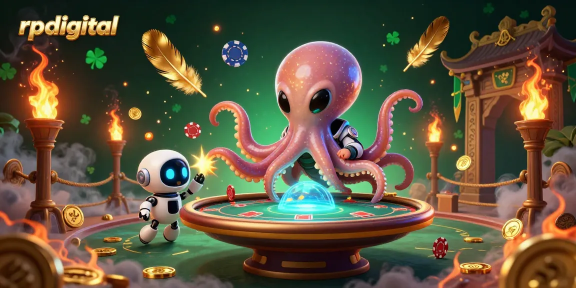 Play poker with rpdigital's vibrant alien octopus in an immersive casino environment.